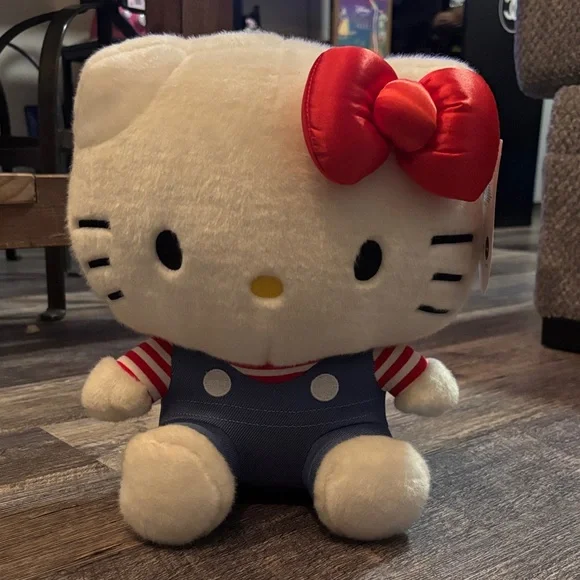 Kidrobot Hello Kitty Plush with Red Bow and Blue Outfit - Picture 2 of 5